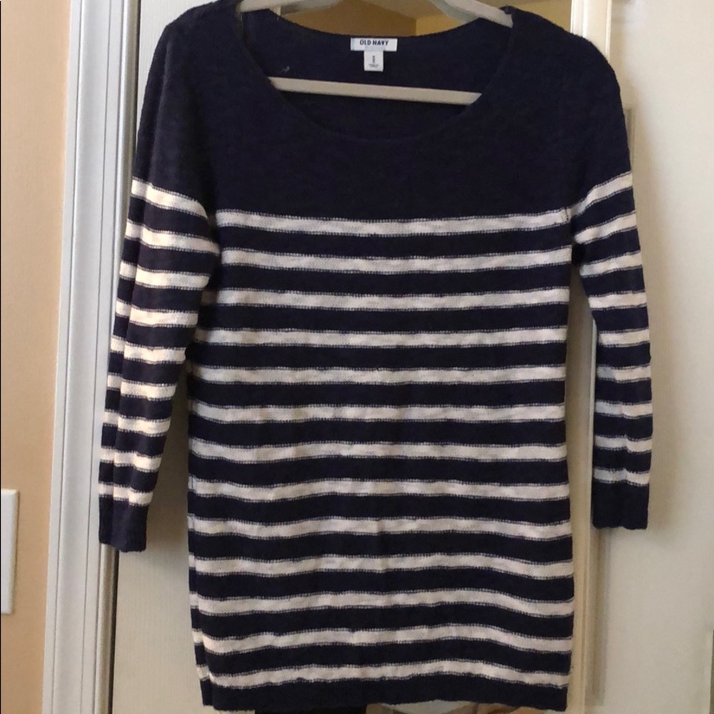 Blue and white striped top